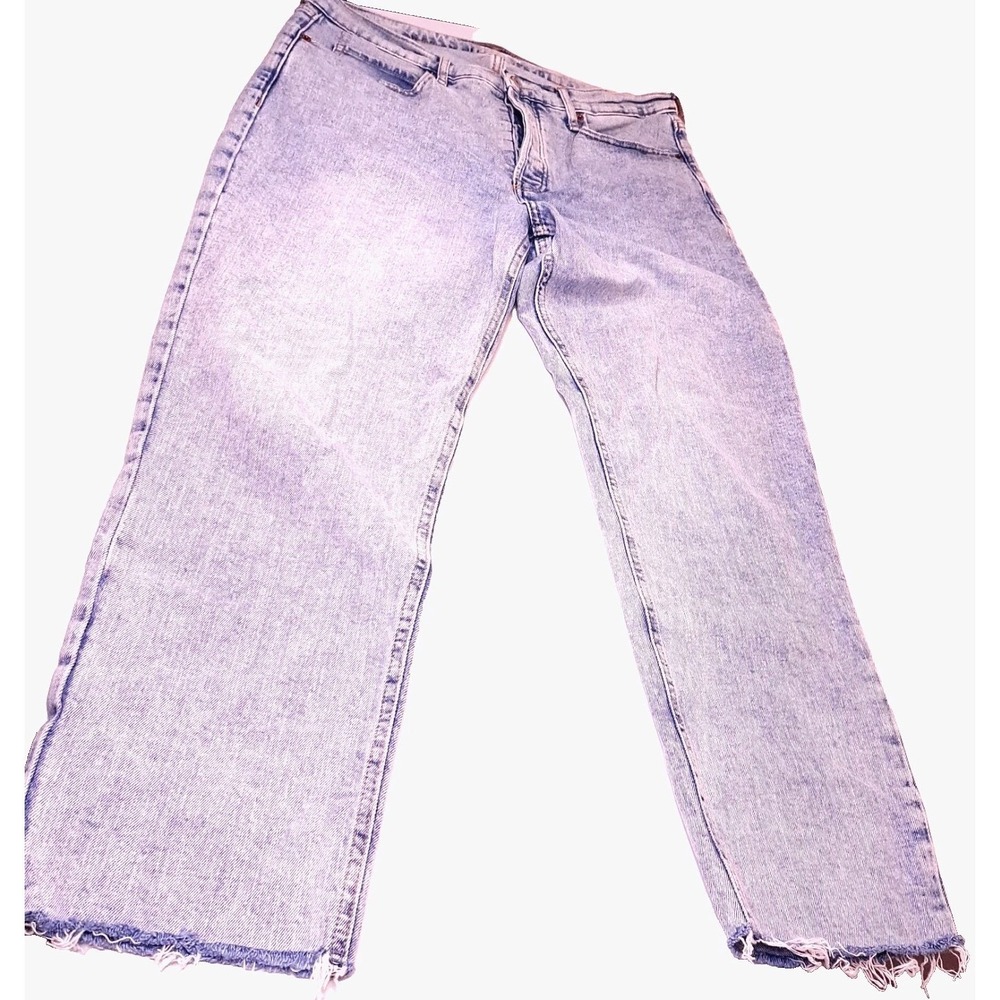 Old Navy Extra High Rise Button Fly Jeans Women's 12 Raw Hem Straight Light Wash